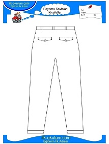 Çocuklar İçin Pantolon Boyama Sayfaları 